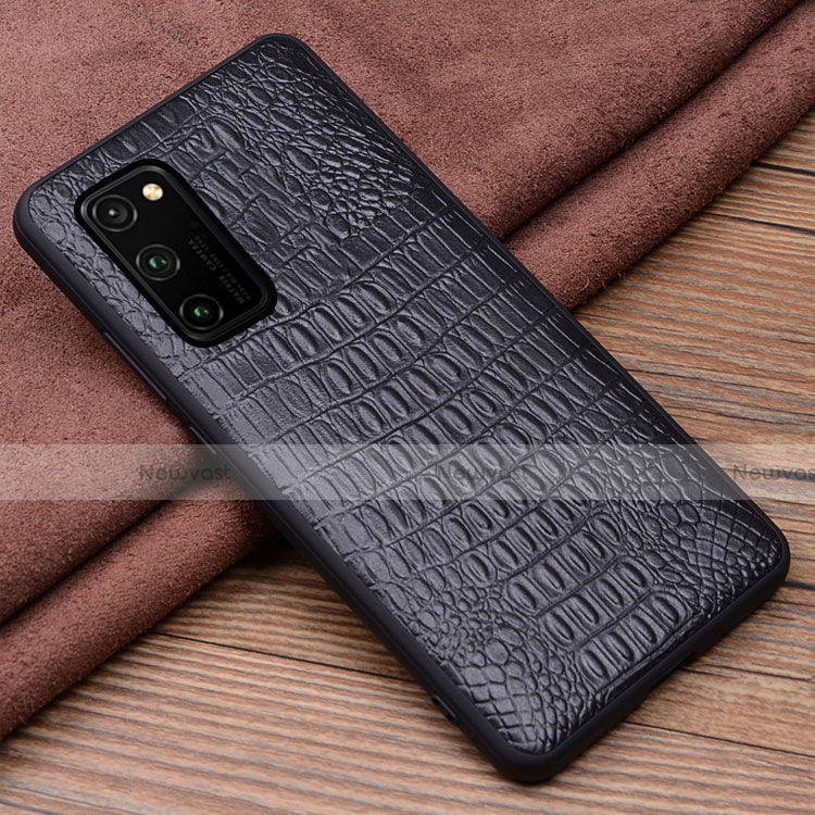 Soft Luxury Leather Snap On Case Cover R06 for Huawei Honor V30 Pro 5G Black