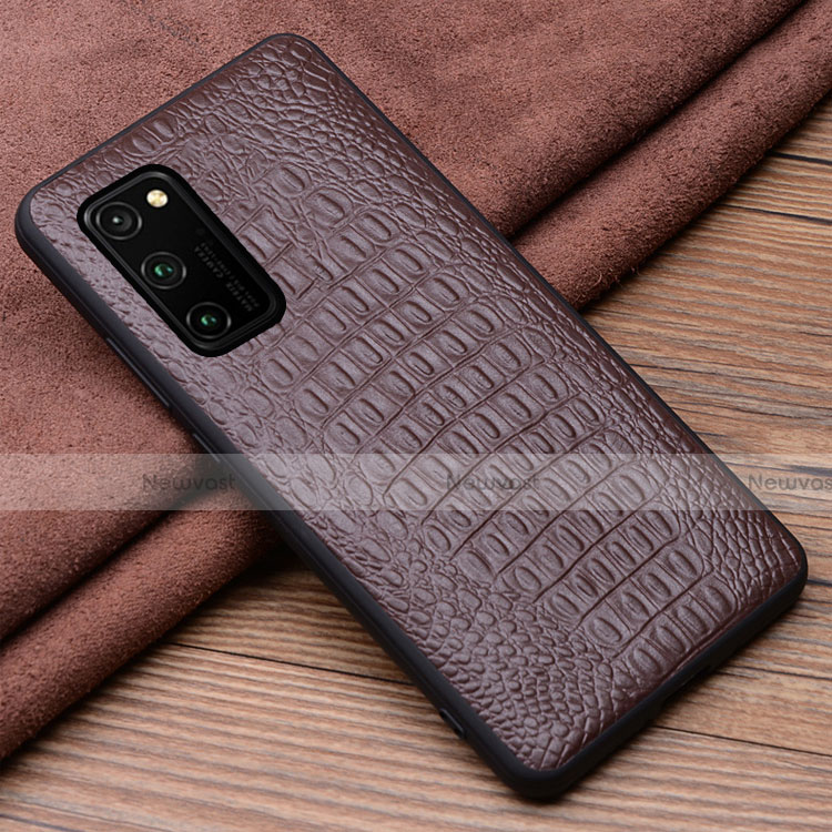 Soft Luxury Leather Snap On Case Cover R06 for Huawei Honor View 30 Pro 5G Brown