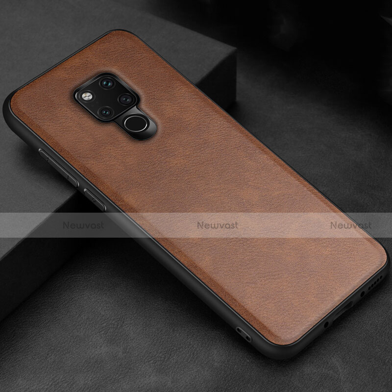 Soft Luxury Leather Snap On Case Cover R06 for Huawei Mate 20 X 5G Brown