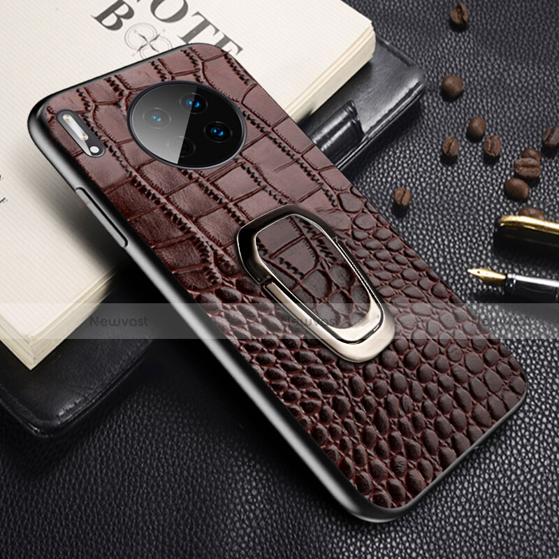 Soft Luxury Leather Snap On Case Cover R06 for Huawei Mate 30 5G Brown