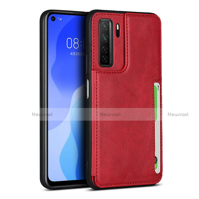 Soft Luxury Leather Snap On Case Cover R06 for Huawei Nova 7 SE 5G Red