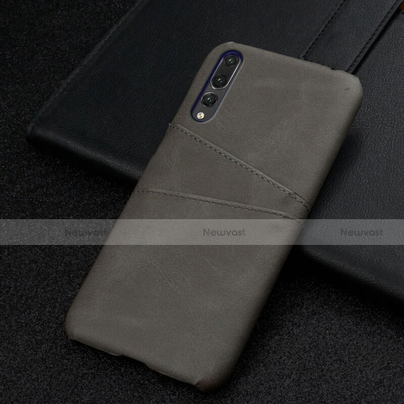 Soft Luxury Leather Snap On Case Cover R06 for Huawei P20 Pro Gray