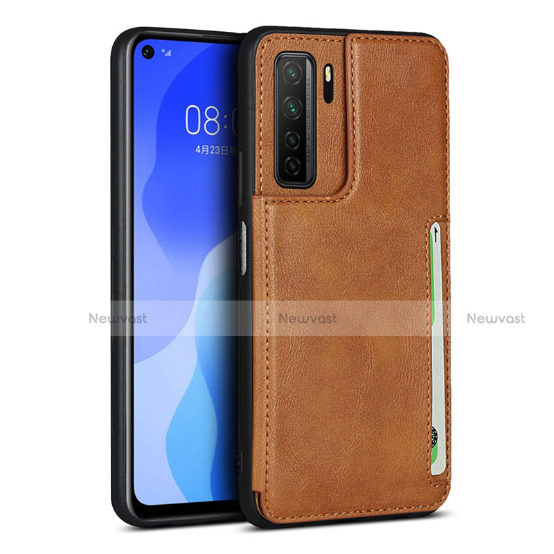 Soft Luxury Leather Snap On Case Cover R06 for Huawei P40 Lite 5G Orange