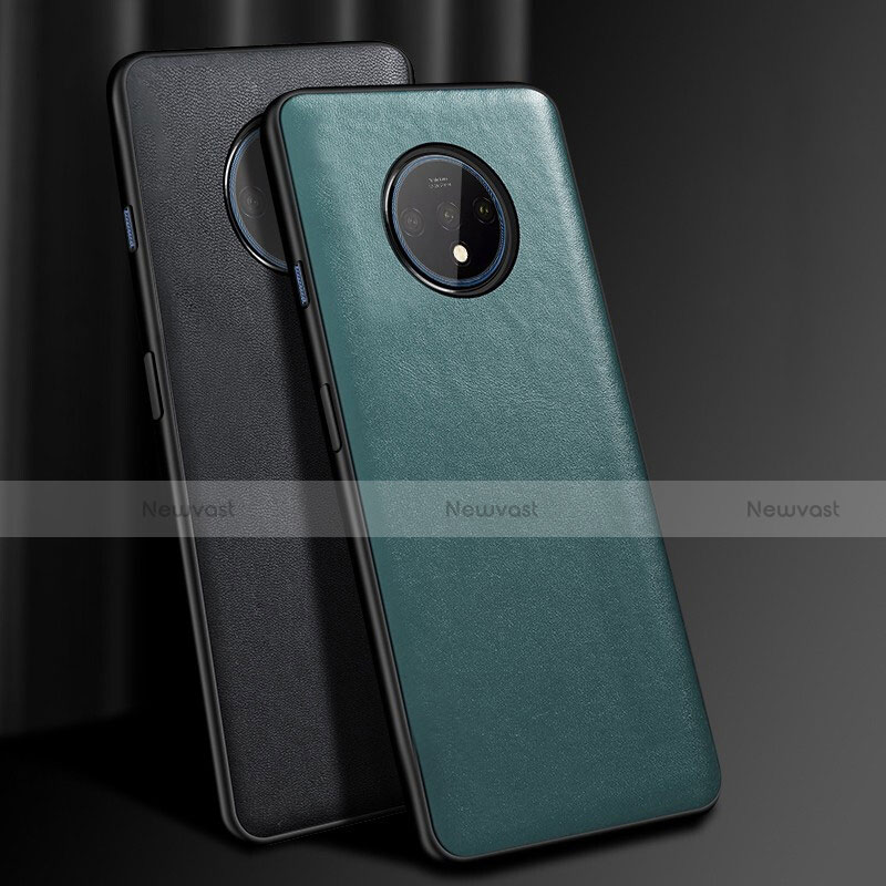 Soft Luxury Leather Snap On Case Cover R06 for OnePlus 7T Green