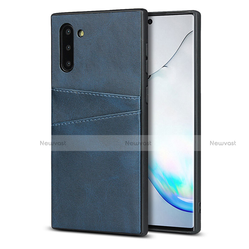 Soft Luxury Leather Snap On Case Cover R06 for Samsung Galaxy Note 10 5G Blue