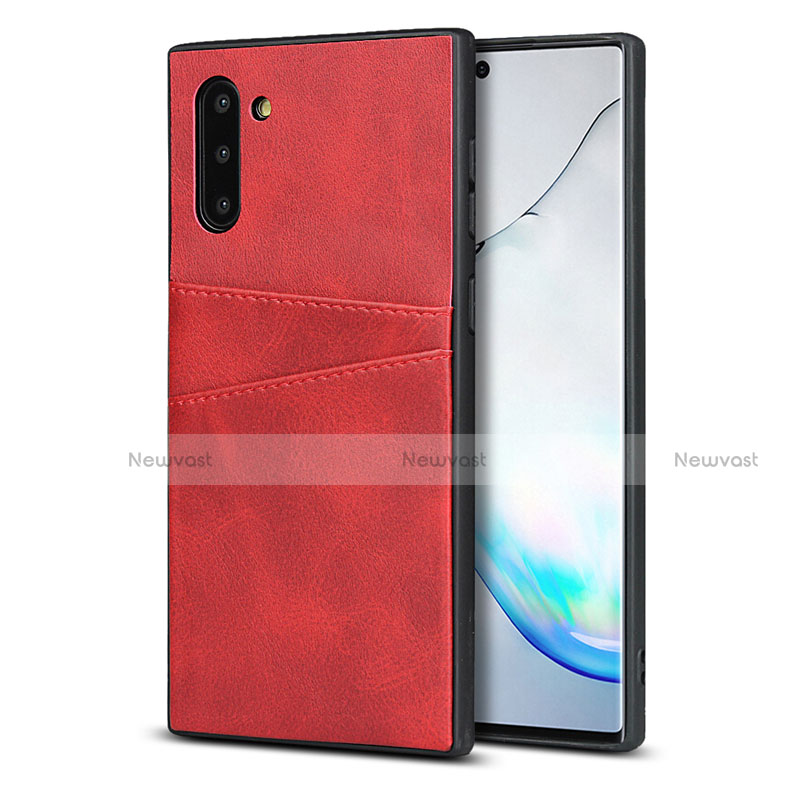 Soft Luxury Leather Snap On Case Cover R06 for Samsung Galaxy Note 10 5G Red