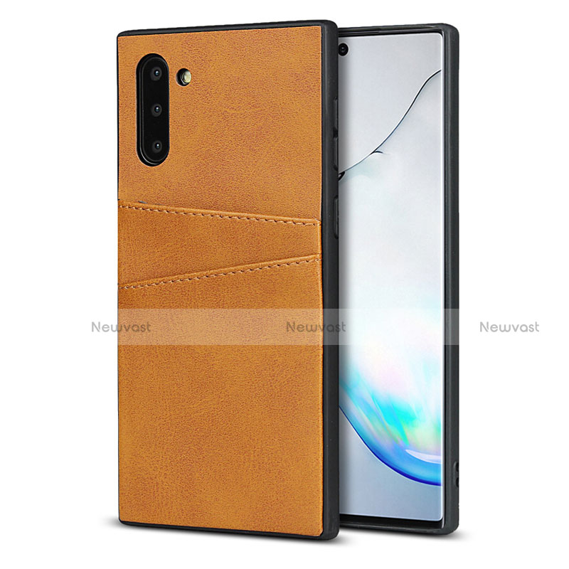 Soft Luxury Leather Snap On Case Cover R06 for Samsung Galaxy Note 10 Orange