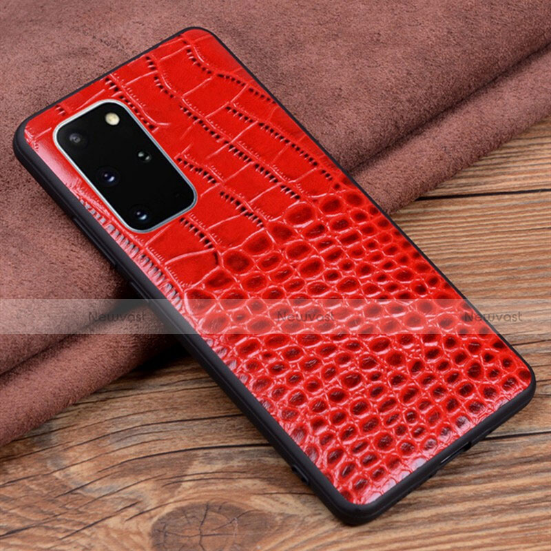 Soft Luxury Leather Snap On Case Cover R06 for Samsung Galaxy S20 Plus 5G Red