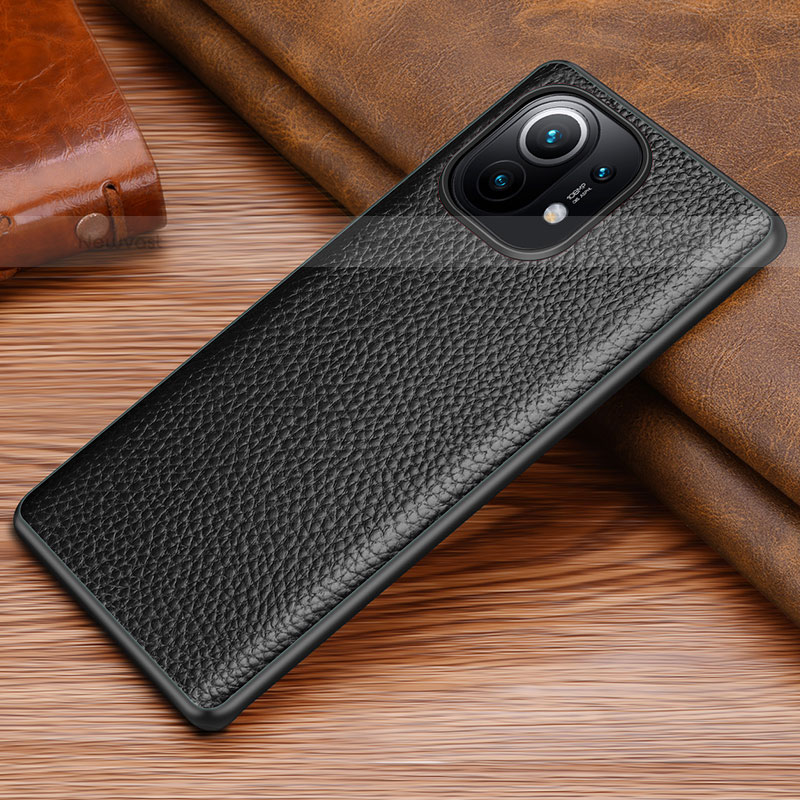 Soft Luxury Leather Snap On Case Cover R06 for Xiaomi Mi 11 5G Black