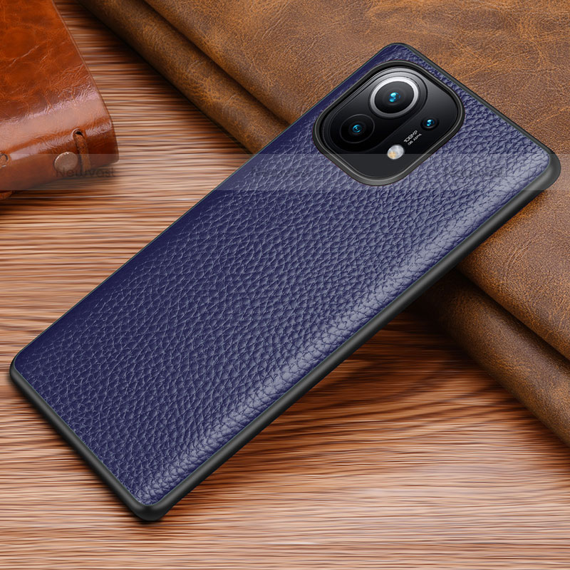 Soft Luxury Leather Snap On Case Cover R06 for Xiaomi Mi 11 Lite 4G Blue