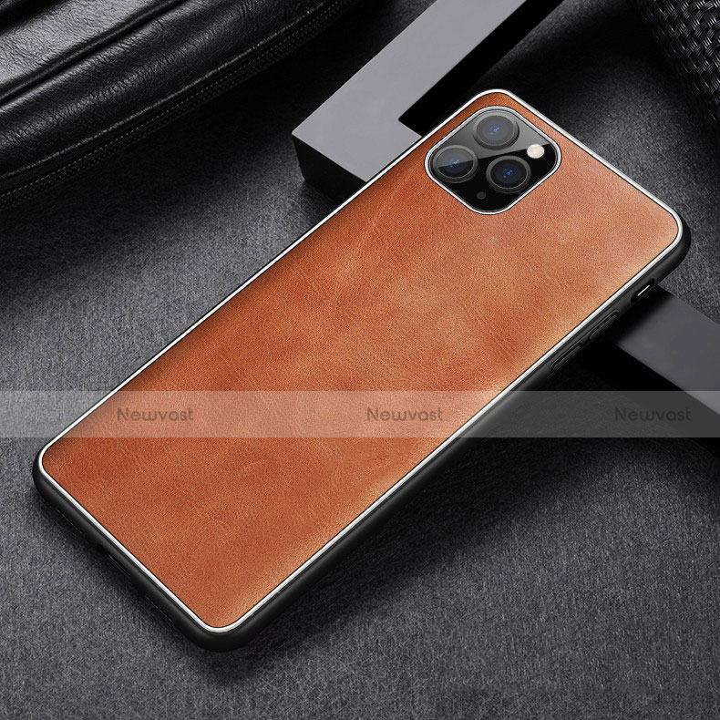 Soft Luxury Leather Snap On Case Cover R07 for Apple iPhone 11 Pro Max Orange