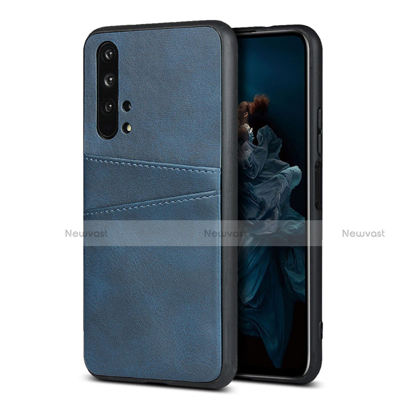 Soft Luxury Leather Snap On Case Cover R07 for Huawei Honor 20 Pro Blue