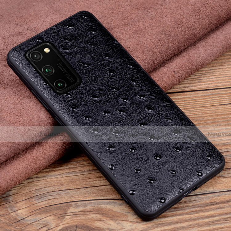 Soft Luxury Leather Snap On Case Cover R07 for Huawei Honor View 30 5G Black