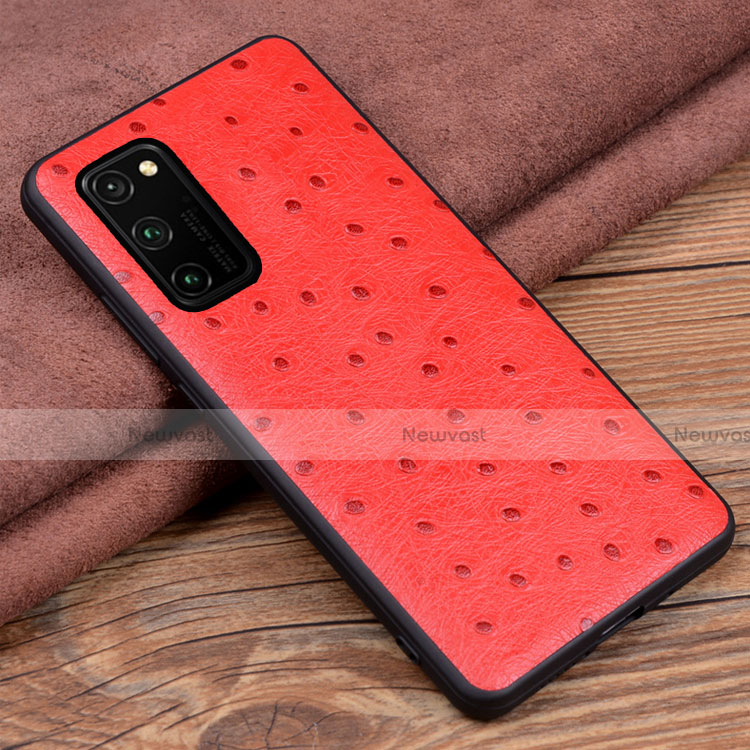 Soft Luxury Leather Snap On Case Cover R07 for Huawei Honor View 30 5G Red