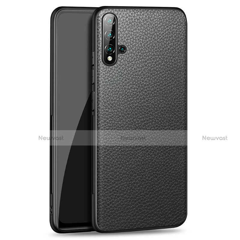 Soft Luxury Leather Snap On Case Cover R07 for Huawei Nova 5 Black