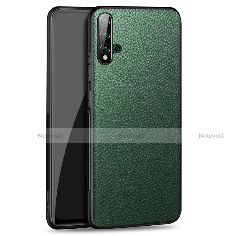 Soft Luxury Leather Snap On Case Cover R07 for Huawei Nova 5 Pro Green