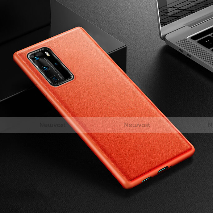 Soft Luxury Leather Snap On Case Cover R07 for Huawei P40 Pro Orange