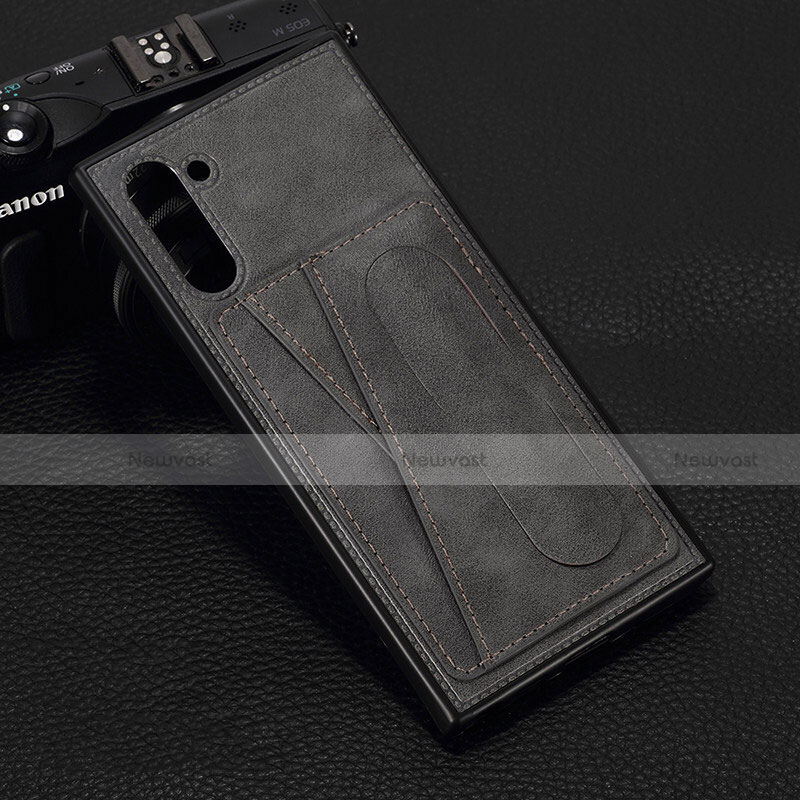 Soft Luxury Leather Snap On Case Cover R07 for Samsung Galaxy Note 10 5G Gray