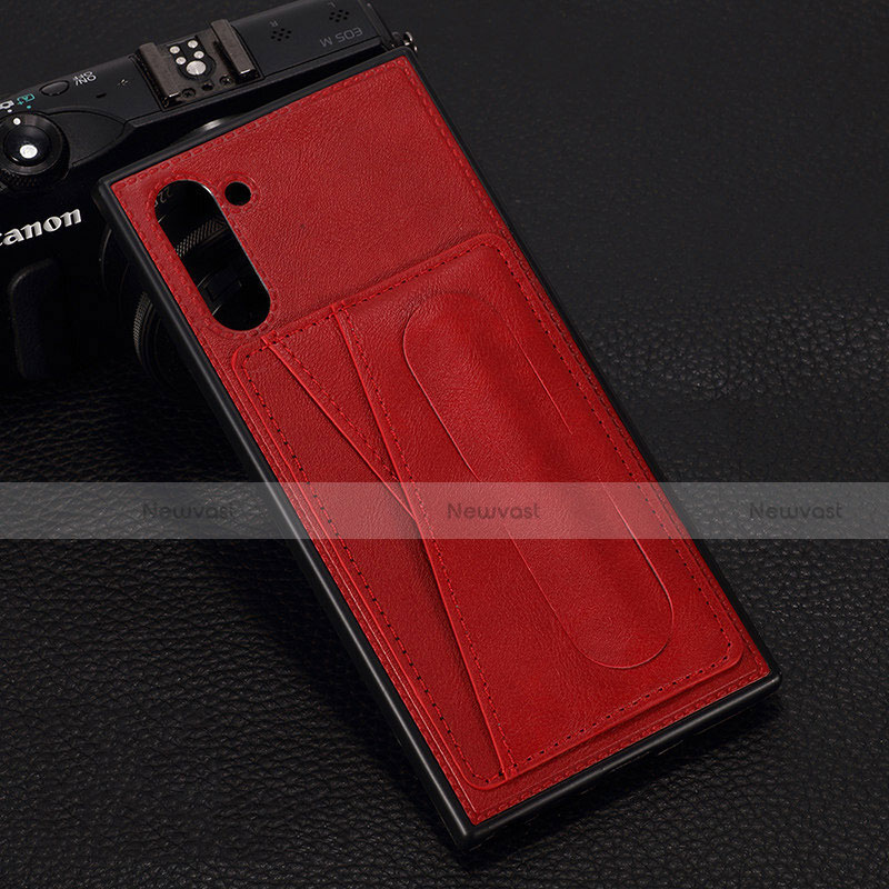 Soft Luxury Leather Snap On Case Cover R07 for Samsung Galaxy Note 10 Red