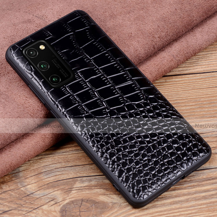 Soft Luxury Leather Snap On Case Cover R08 for Huawei Honor V30 5G Black