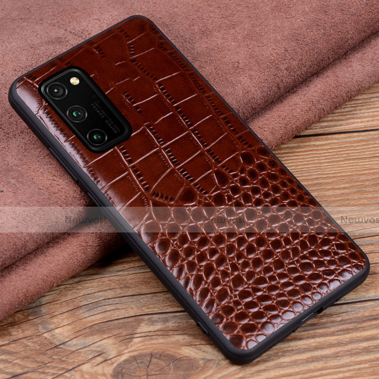 Soft Luxury Leather Snap On Case Cover R08 for Huawei Honor View 30 Pro 5G Brown