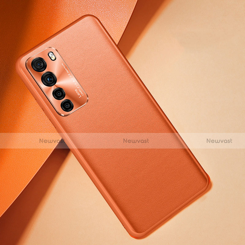 Soft Luxury Leather Snap On Case Cover R08 for Huawei Nova 7 SE 5G Orange