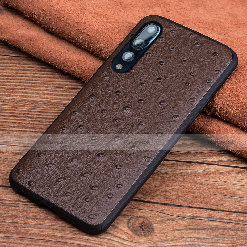 Soft Luxury Leather Snap On Case Cover R08 for Huawei P20 Pro Brown