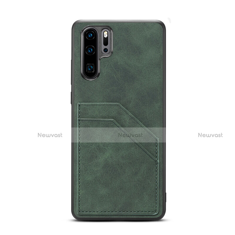 Soft Luxury Leather Snap On Case Cover R08 for Huawei P30 Pro Green