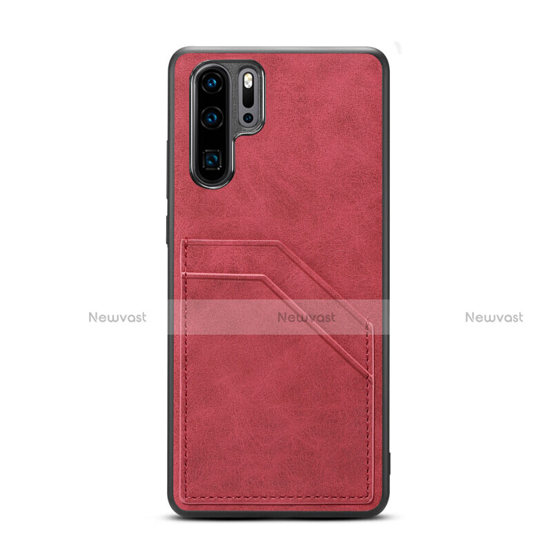 Soft Luxury Leather Snap On Case Cover R08 for Huawei P30 Pro New Edition Red