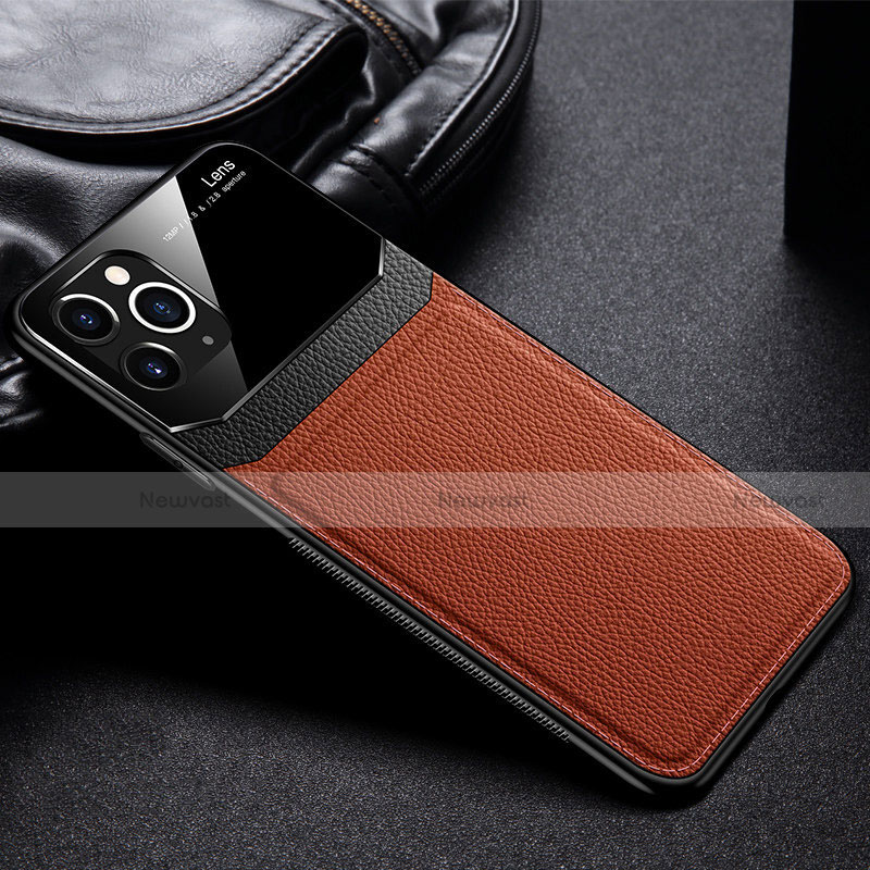 Soft Luxury Leather Snap On Case Cover R09 for Apple iPhone 11 Pro Brown