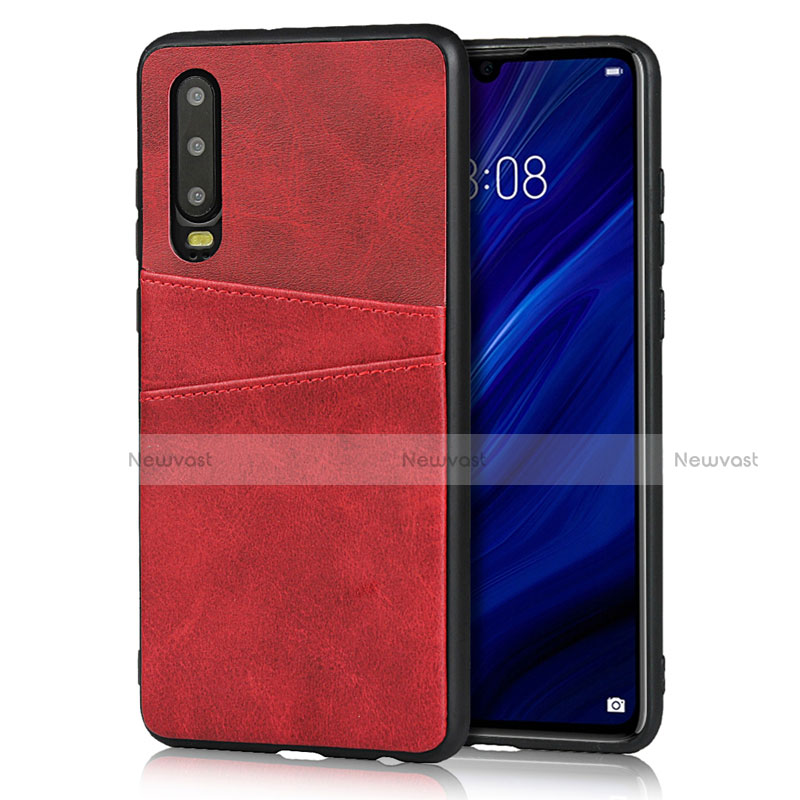 Soft Luxury Leather Snap On Case Cover R09 for Huawei P30 Red