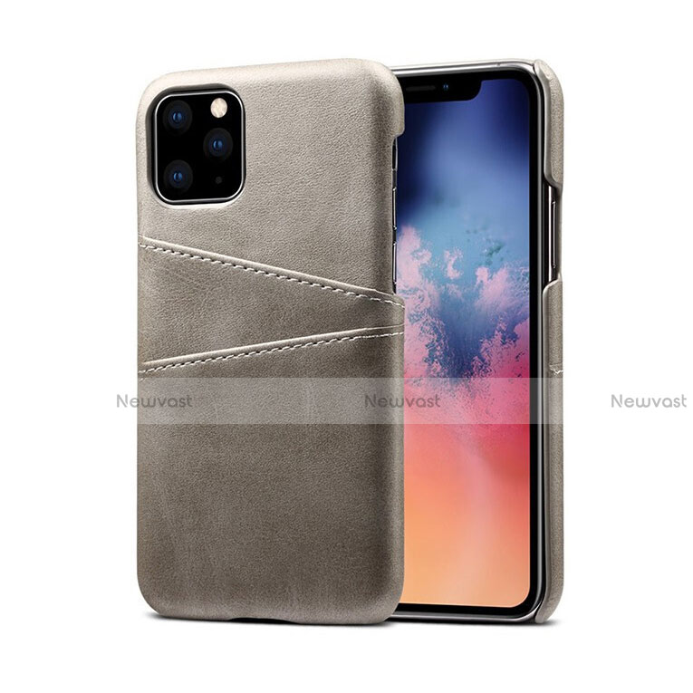 Soft Luxury Leather Snap On Case Cover R10 for Apple iPhone 11 Pro Max Gray