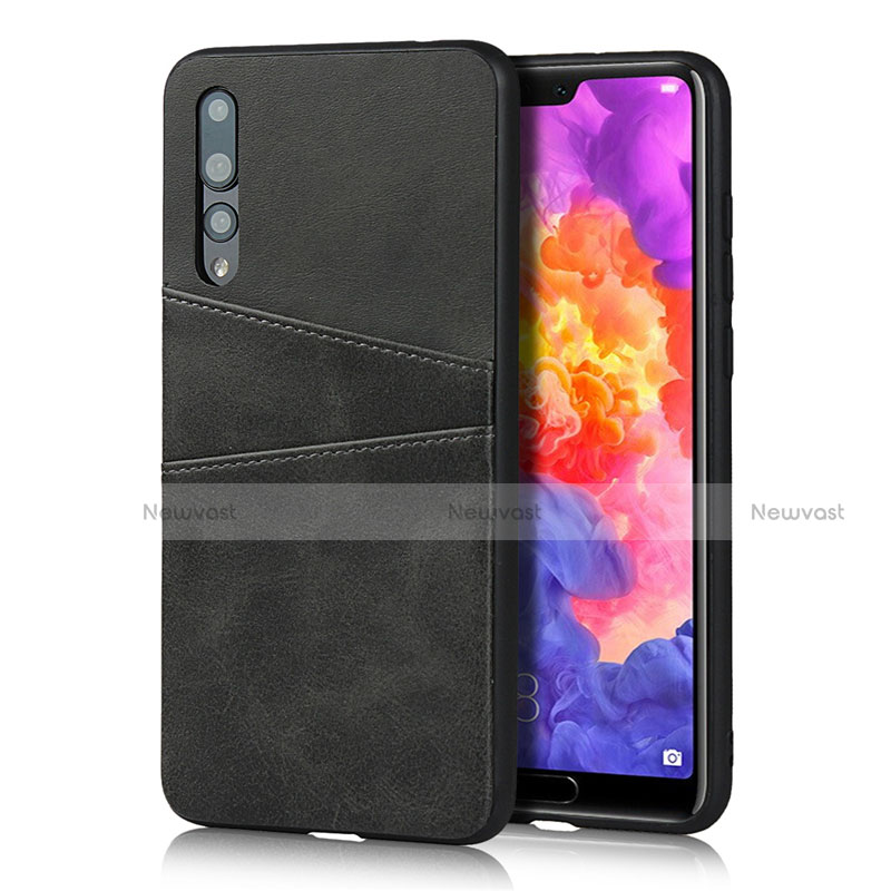 Soft Luxury Leather Snap On Case Cover R10 for Huawei P20 Pro Black