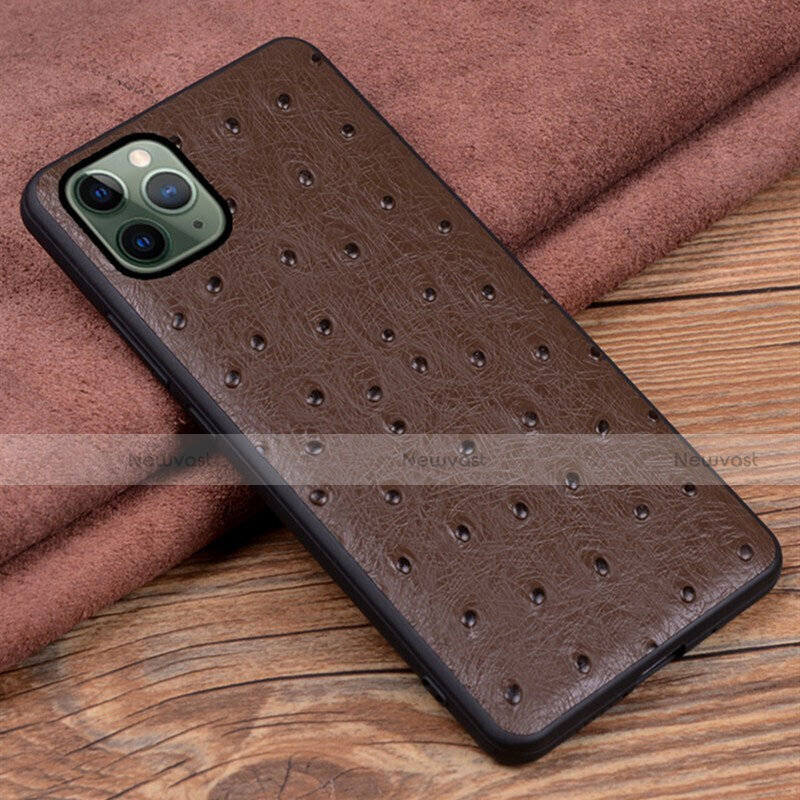 Soft Luxury Leather Snap On Case Cover R12 for Apple iPhone 11 Pro Brown