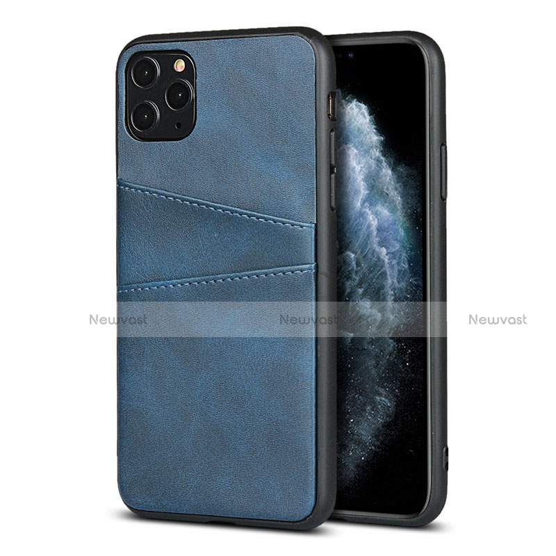 Soft Luxury Leather Snap On Case Cover R15 for Apple iPhone 11 Pro Blue