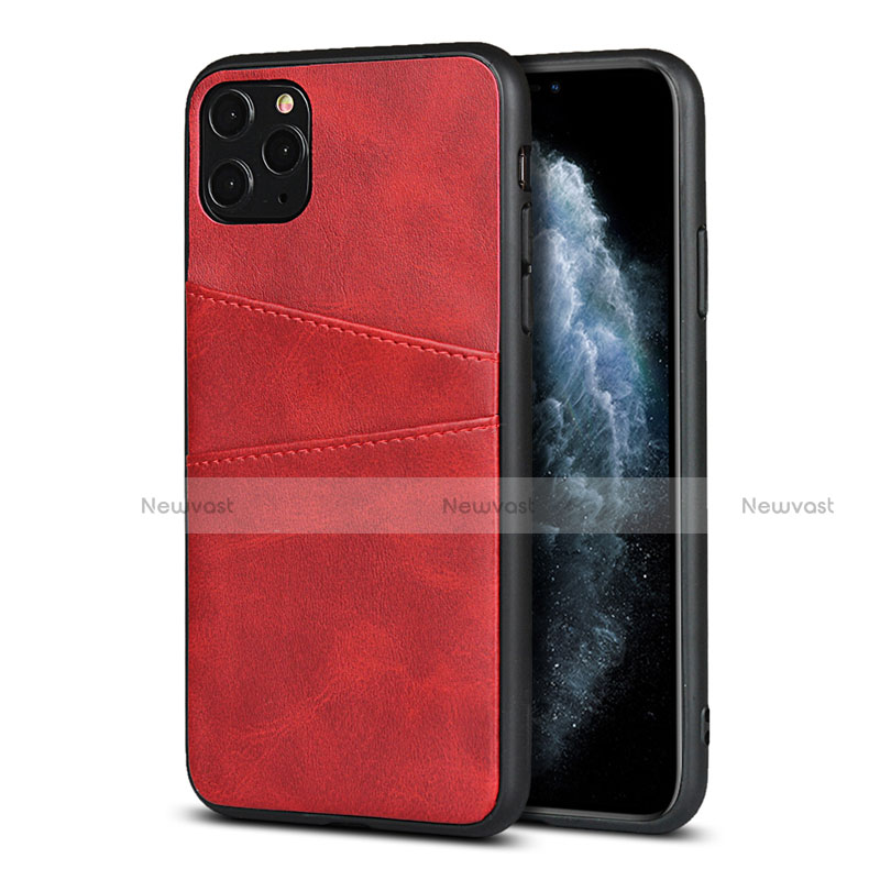 Soft Luxury Leather Snap On Case Cover R15 for Apple iPhone 11 Pro Red