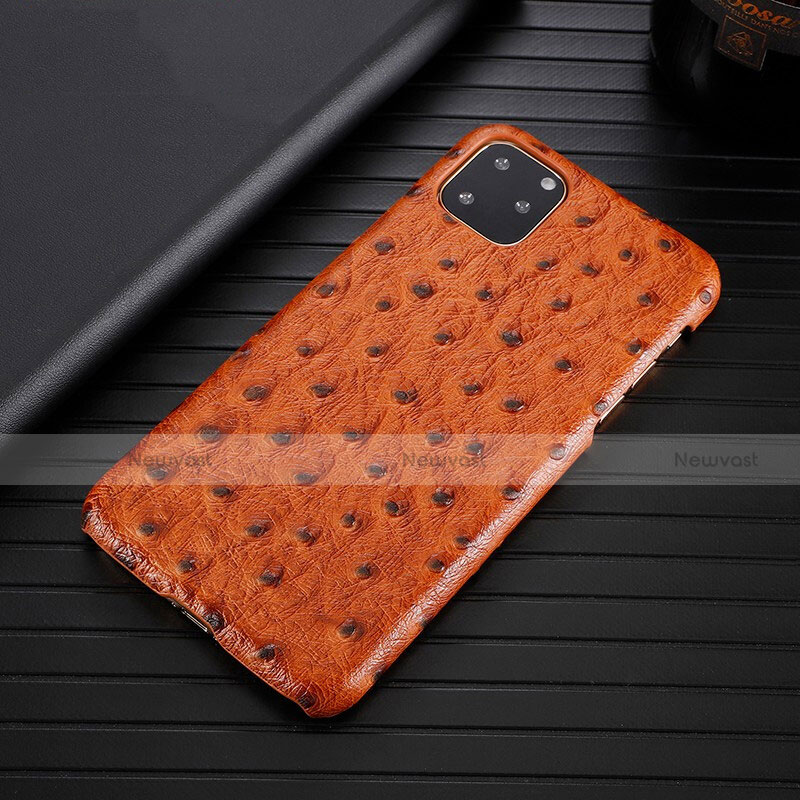 Soft Luxury Leather Snap On Case Cover S01 for Apple iPhone 11 Pro Max Orange