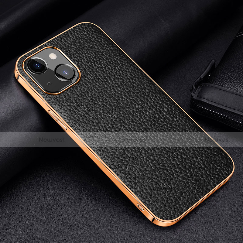 Soft Luxury Leather Snap On Case Cover S01 for Apple iPhone 13 Mini Black