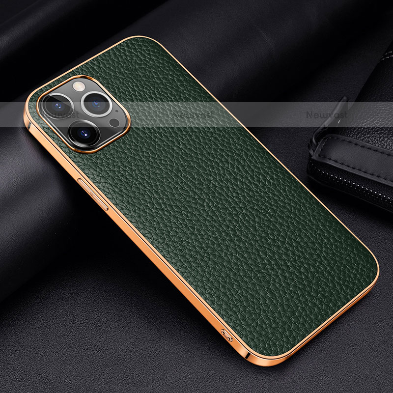 Soft Luxury Leather Snap On Case Cover S01 for Apple iPhone 16 Pro Green