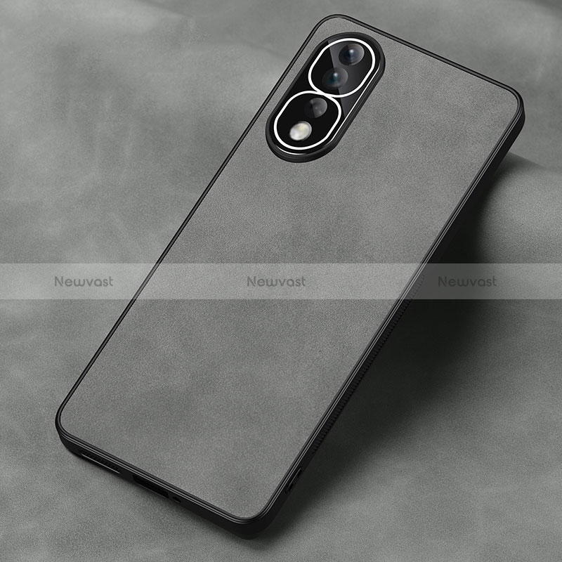 Soft Luxury Leather Snap On Case Cover S01 for Huawei Honor 80 Pro Flat 5G Gray