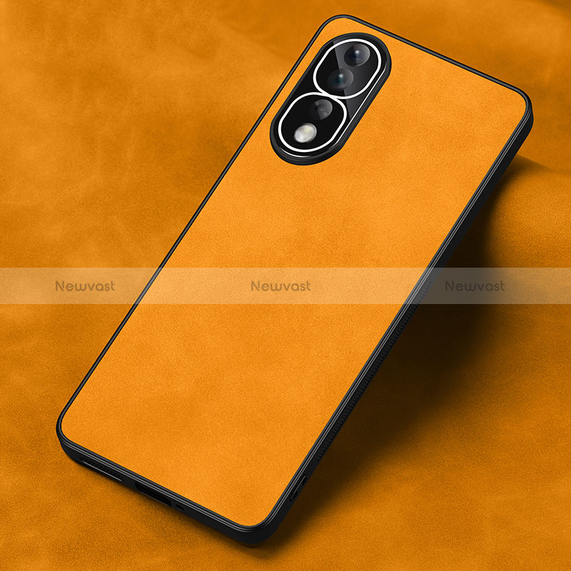 Soft Luxury Leather Snap On Case Cover S01 for Huawei Honor 80 Pro Flat 5G Orange