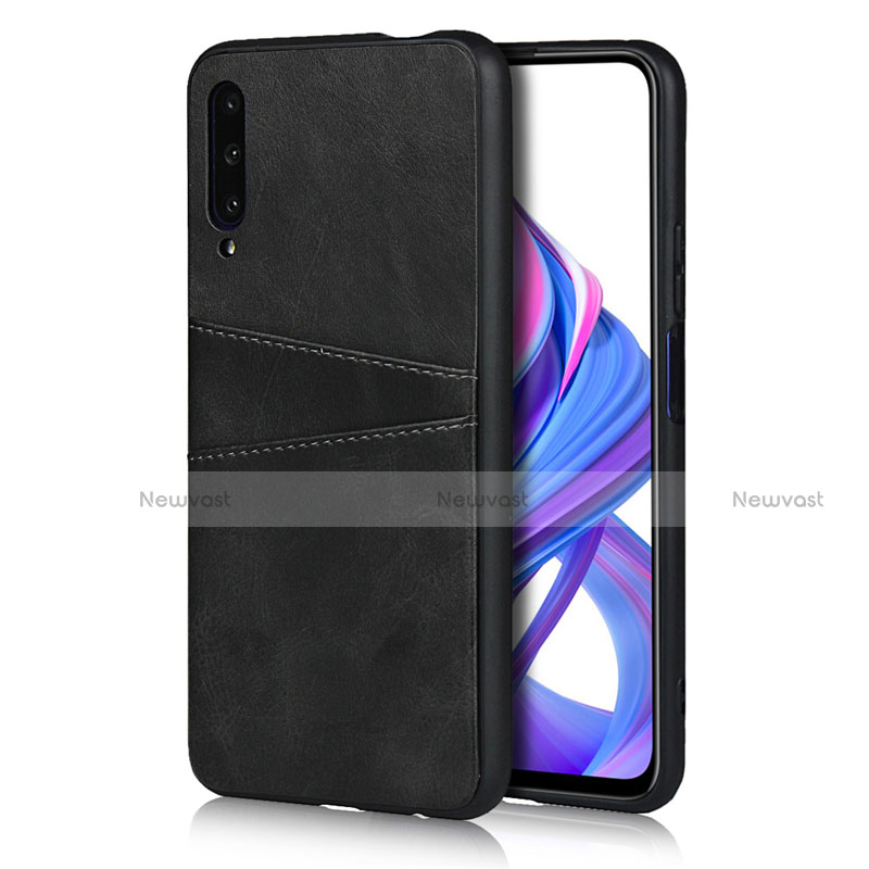 Soft Luxury Leather Snap On Case Cover S01 for Huawei Honor 9X Pro Black