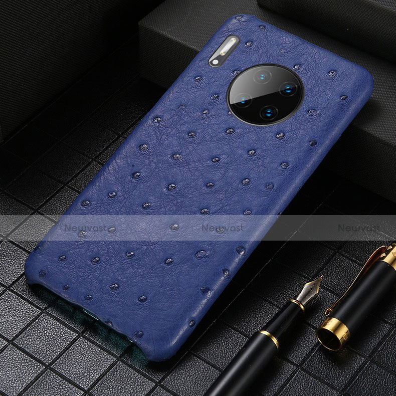 Soft Luxury Leather Snap On Case Cover S01 for Huawei Mate 30 5G Blue