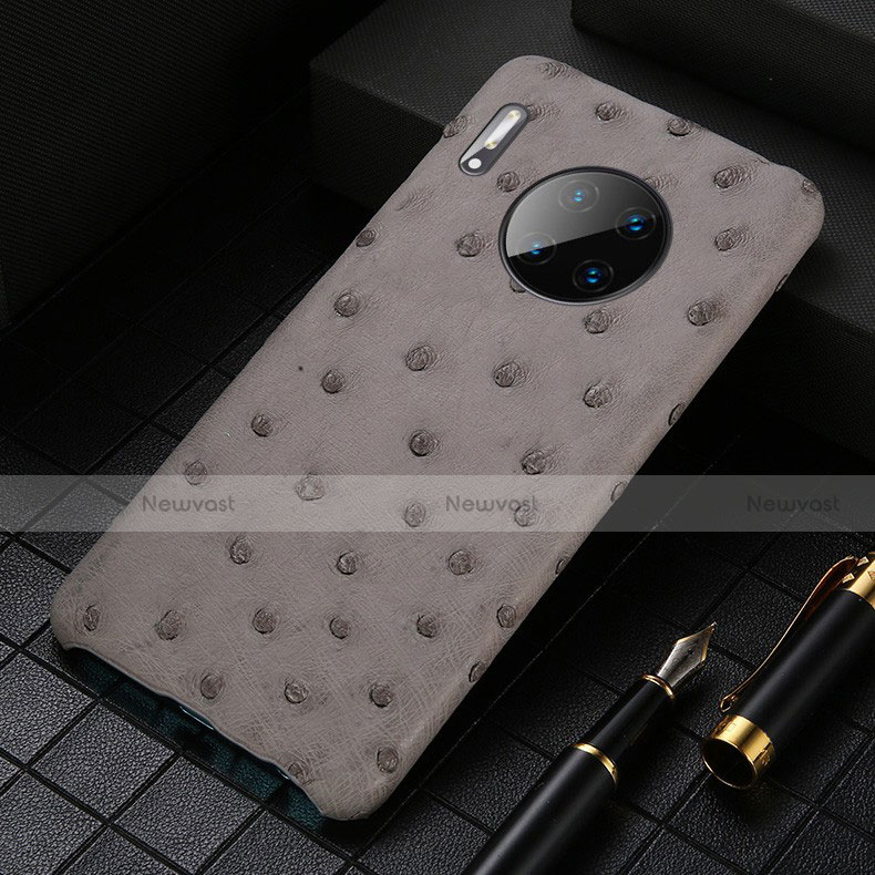 Soft Luxury Leather Snap On Case Cover S01 for Huawei Mate 30 Pro Gray