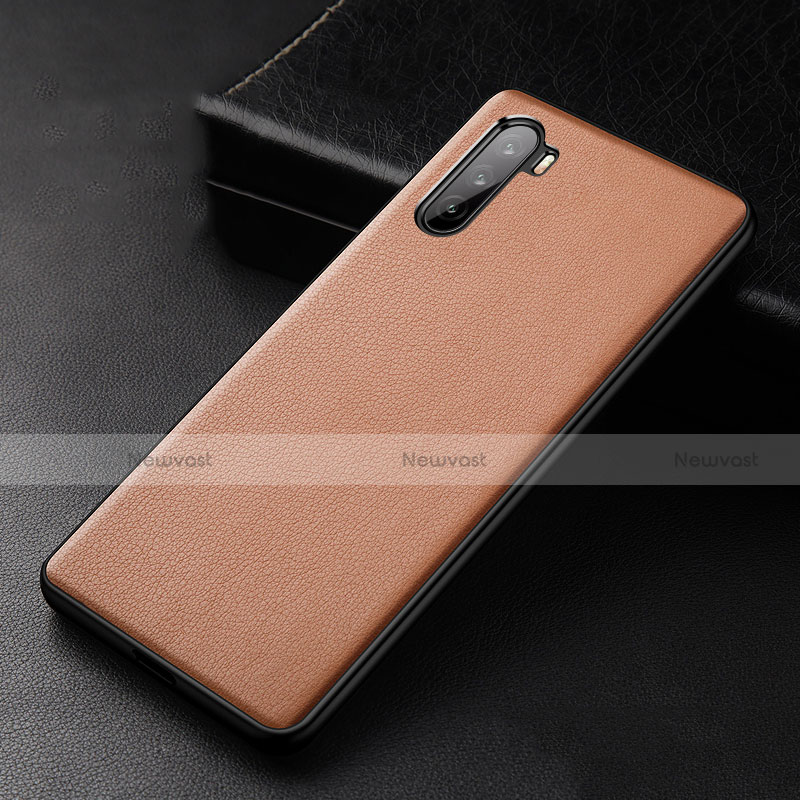 Soft Luxury Leather Snap On Case Cover S01 for Huawei Mate 40 Lite 5G Light Brown