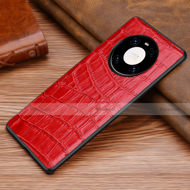 Soft Luxury Leather Snap On Case Cover S01 for Huawei Mate 40E 5G Red