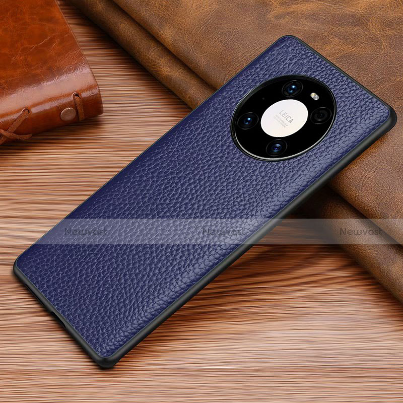 Soft Luxury Leather Snap On Case Cover S01 for Huawei Mate 40E Pro 4G Blue