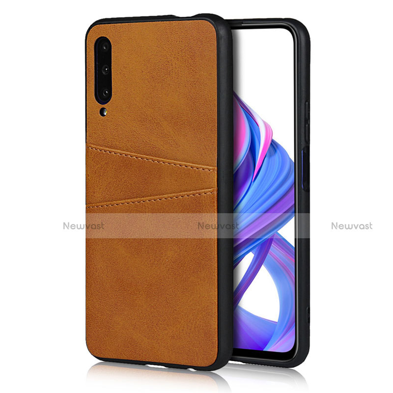 Soft Luxury Leather Snap On Case Cover S01 for Huawei P Smart Pro (2019) Orange