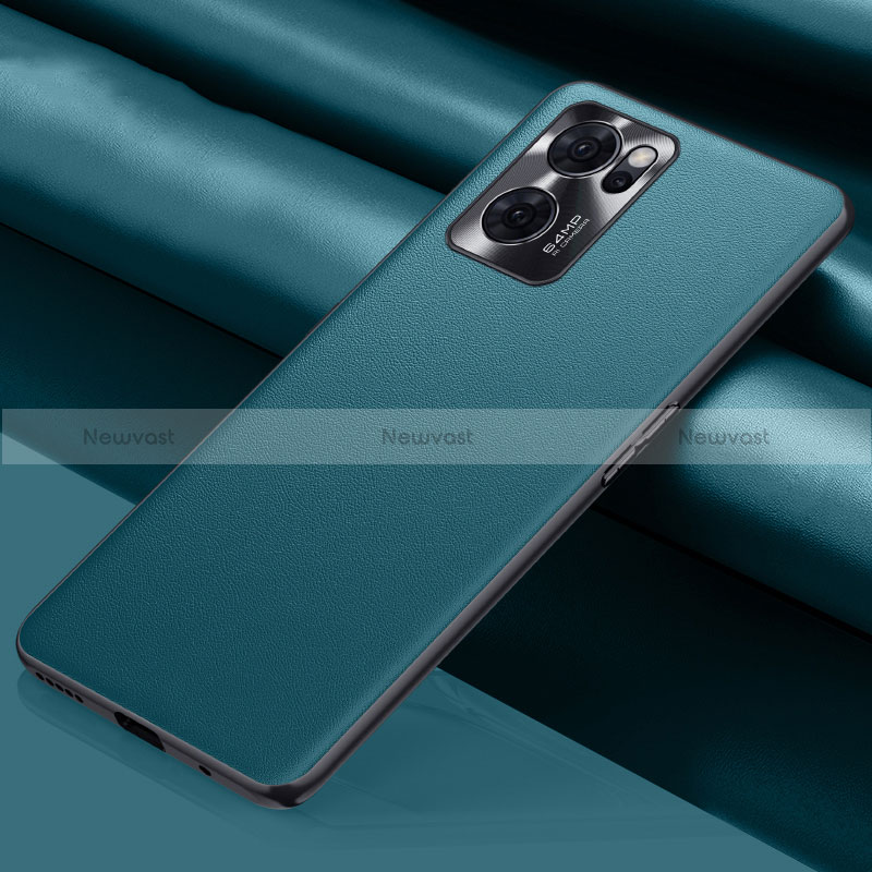 Soft Luxury Leather Snap On Case Cover S01 for OnePlus Nord CE 2 5G Cyan