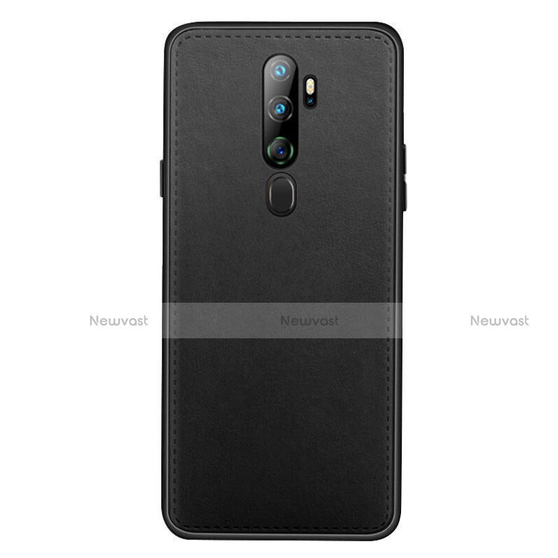 Soft Luxury Leather Snap On Case Cover S01 for Oppo A11 Black